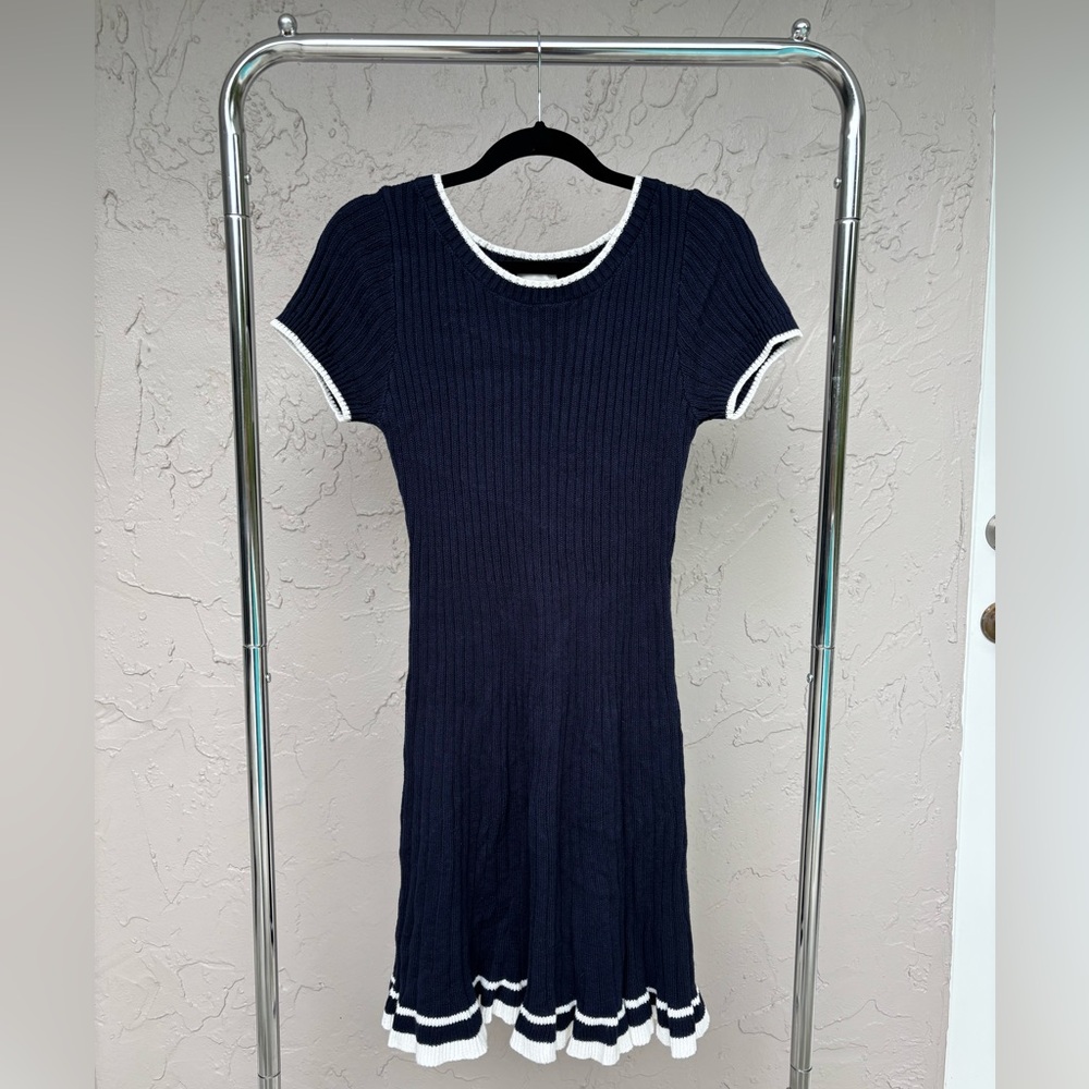 Navy Blue Knitted Midi Dress